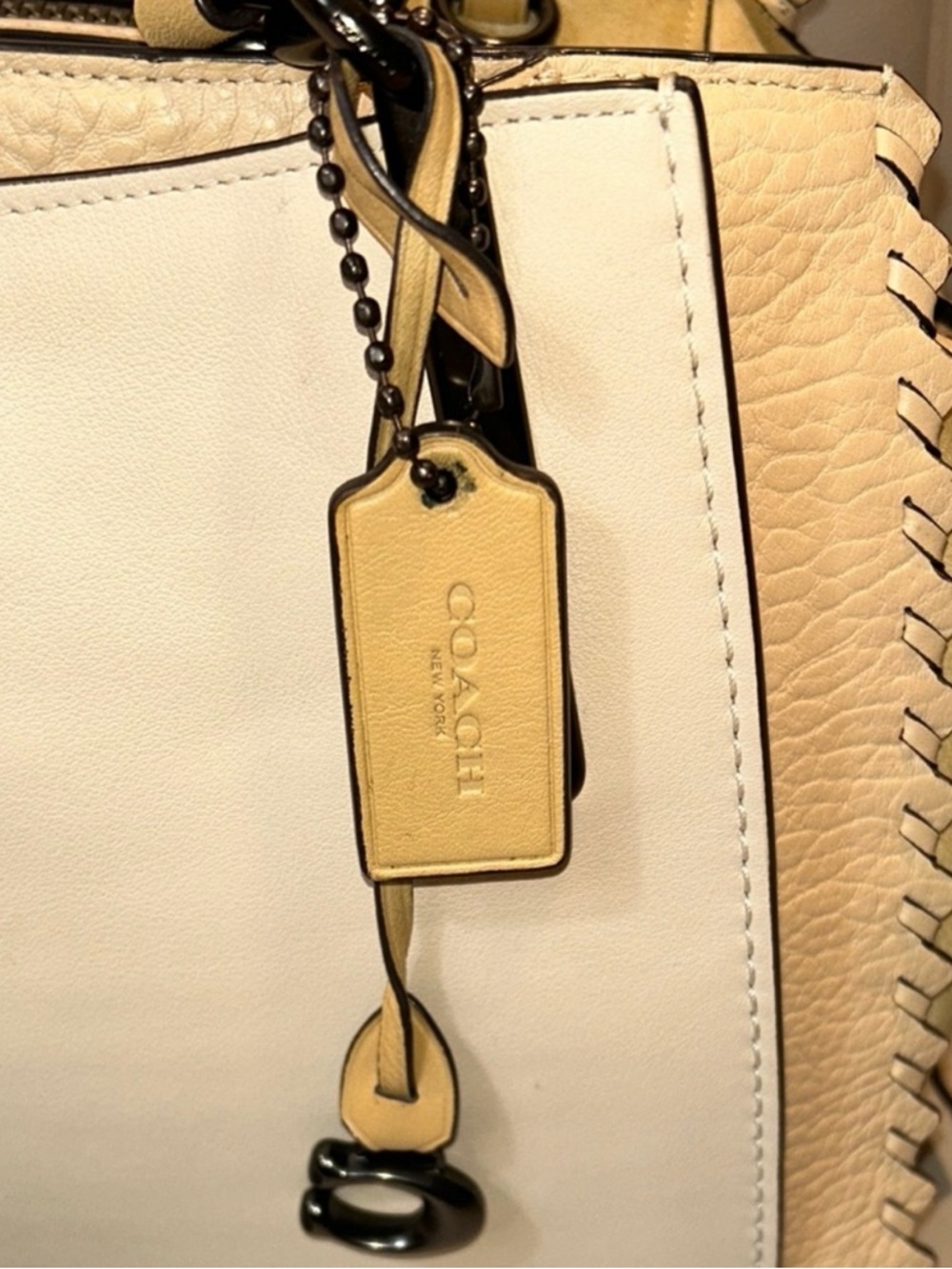 Coach Dreamer 36 Colorblock Suede Cream and Tan Satchel Bag - Picture 2 of 14